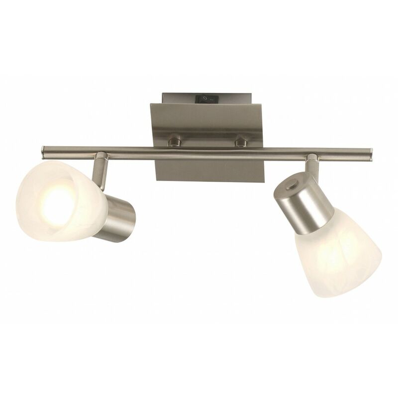 B.K.Licht plafonnier LED 2 spots orientables finition nickel matte, anneaux  de finition chromés, ampoule LED 2,9W GU10 incl., 260 Lm, lumière blanche  chaude 3000K : : Luminaires et Éclairage