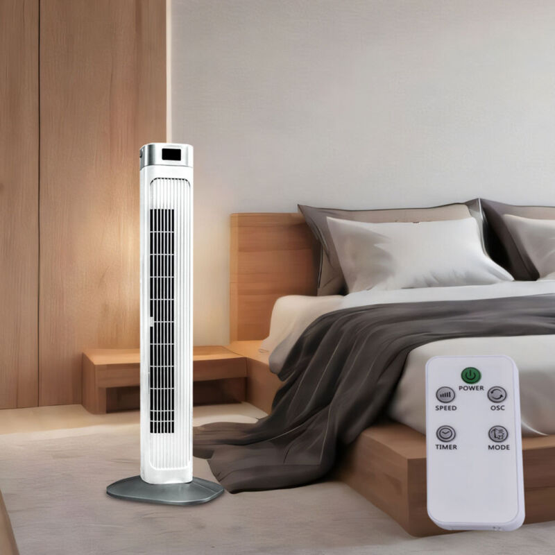Ventilateur Tour Chaud/Froid 45cm Avec Télécommande - Oscillant 80°, 8 Vitesses, Minuterie 8H, Purificateur Air