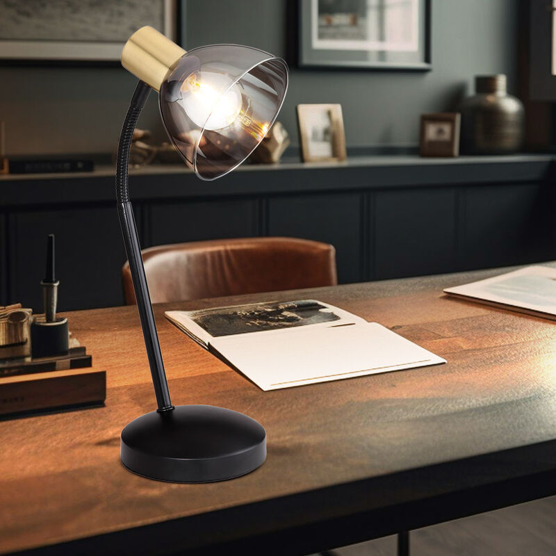 Generic - Lampe de table de chevet au style industriel, flexible à ajuster,  lampe de lecture en métal noir avec interrupteur, douille E14 - Lampes à  poser - Rue du Commerce