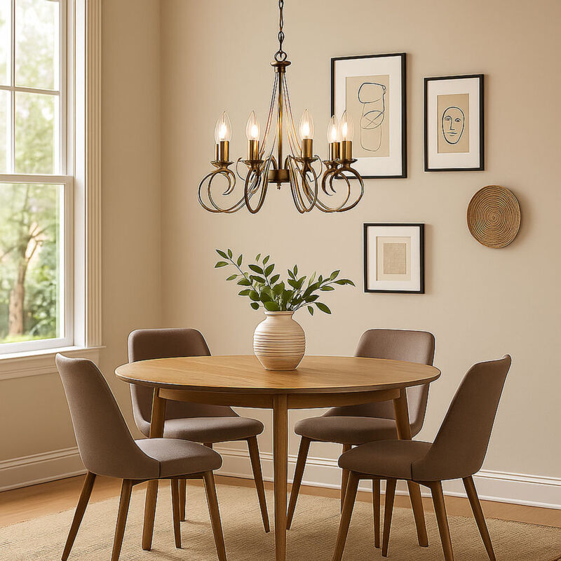 Lustre Blanc Antique 5 Ampoules E14 - Lustre - Suspension