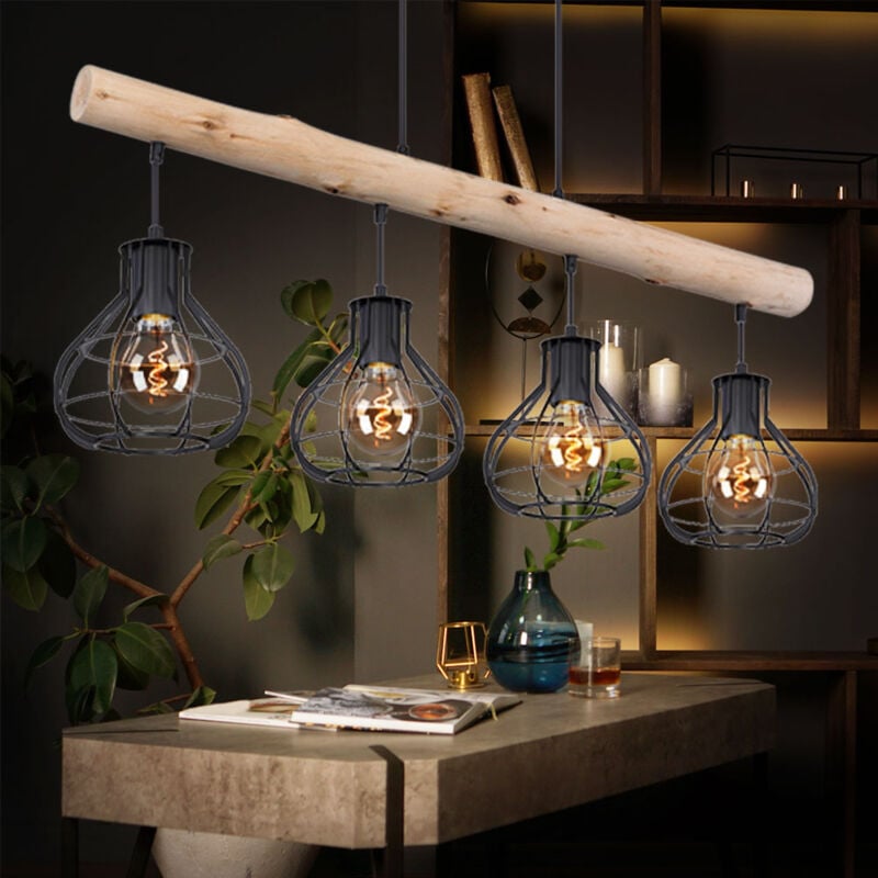 Plafonnier pendule lampe suspendue luminaire poutre en bois éclairage salon  salle à manger cuisine, ETC Shop: lampes, mobilier, technologie. Tout  d'une source.