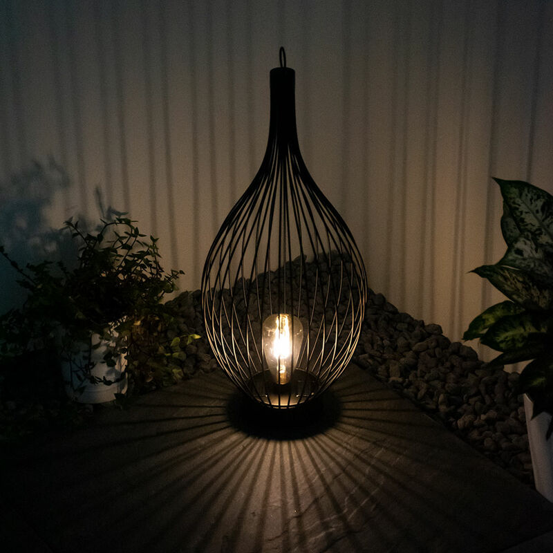 Guirlande lumineuse solaire LED extérieur lampe solaire jardin lanterne  cage décoration noir, plastique, LED blanc chaud, L 230 cm, ETC Shop:  lampes, mobilier, technologie. Tout d'une source.
