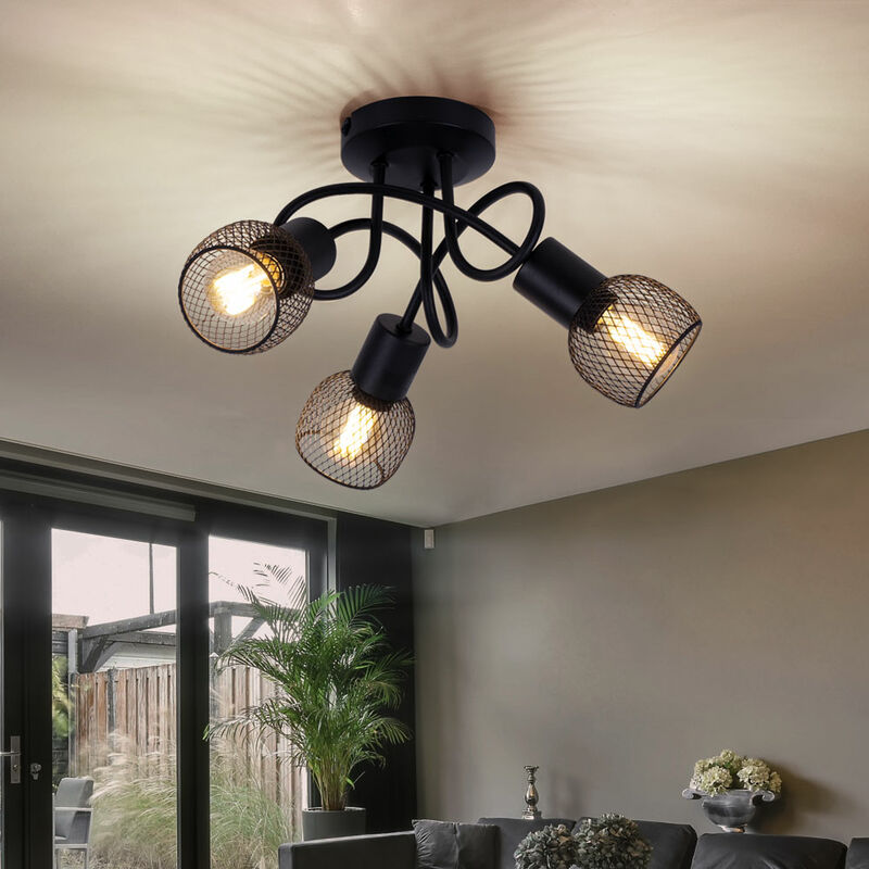 B.K.Licht plafonnier 3 spots pivotants, ampoules LED GU10 fournis, lampe  moderne, éclairage intérieur, lumière blanche chaude, chambre salon cuisine  salle à manger, 3x3W : : Luminaires et Éclairage