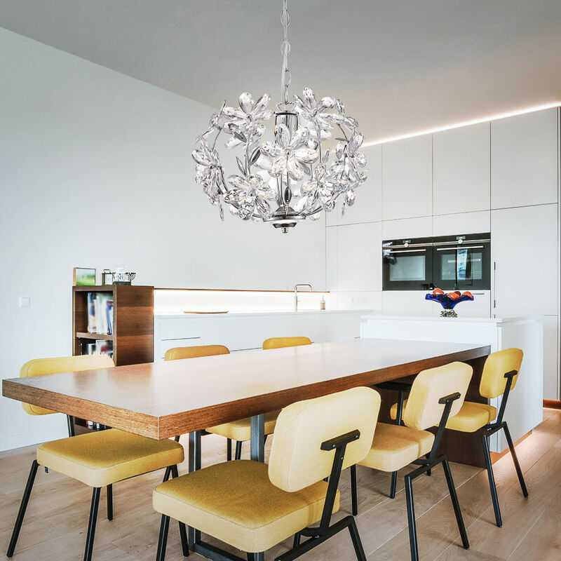 Plafonnier Suspendu Hofstein – Design Moderne Argenté – 1 à 3 Ampoules – Luminaire 133943
