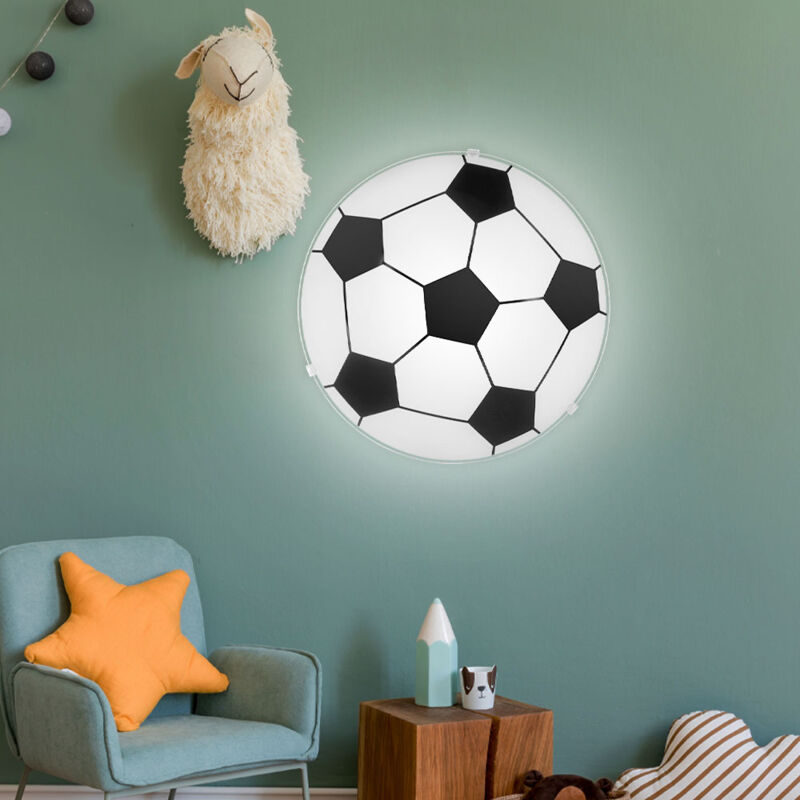 Plafonnier LED Football 12W - 275x65mm - Pour Chambre Enfant, Salle De Jeux - Noir Et Blanc