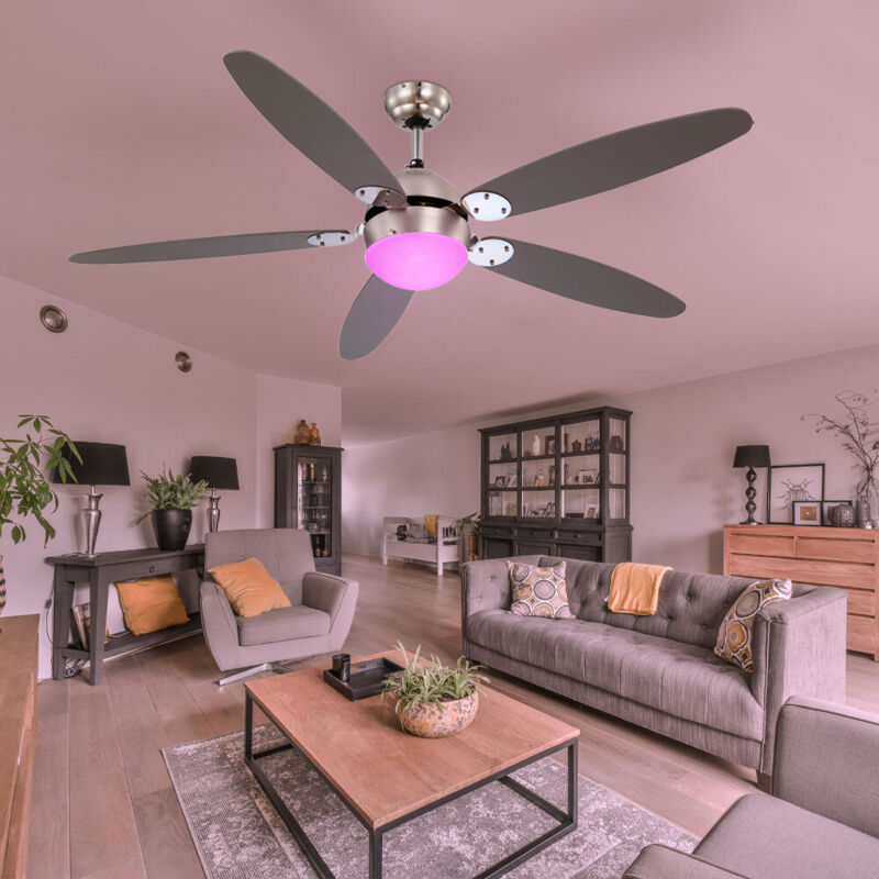Ventilateur De Plafond LED Avec Lumière Et Télécommande - 80W, 3 Vitesses, Réglage Température De Couleur, Silencieux - Pour Salon/chambre - 9