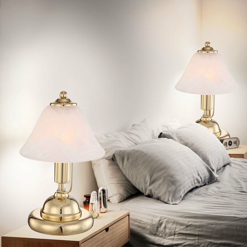 LAMPE BALADEUSE modèle TULIPE EN VERRE POLI ET FIL blanc