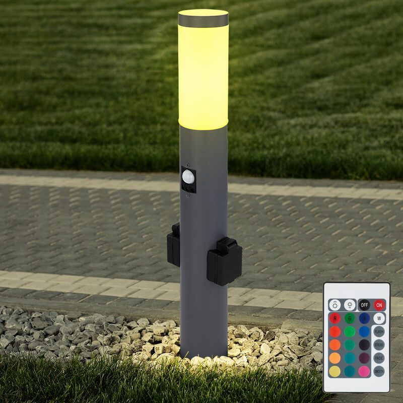 Lampadaire dimmable avec télécommande éclairage de jardin LED éclairage de  chemin extérieur avec détecteur de mouvement, changement de couleur RVB,  8,5W 806lm blanc chaud, DxH 12,7x45 cm