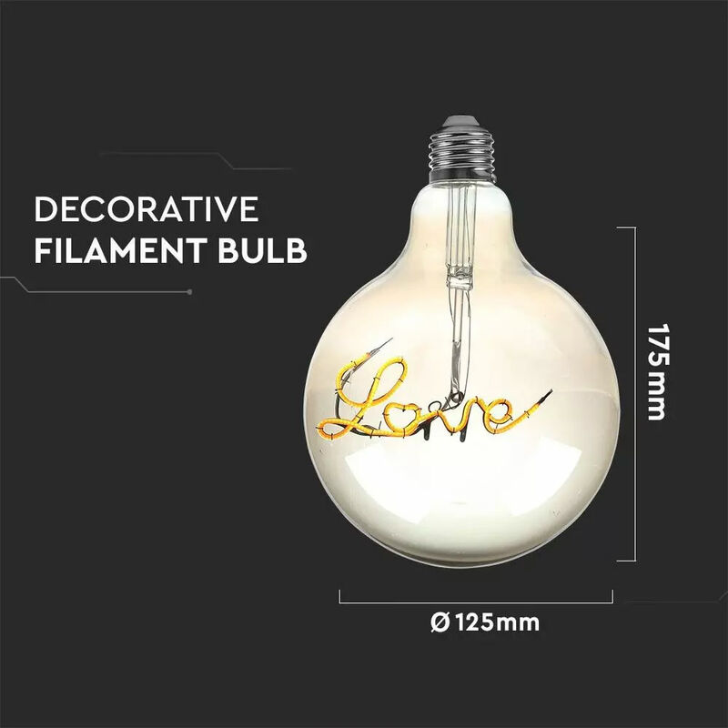 Ampoule LED Filament G125 E27 12.5W Verre Ambre Lumière Jaune