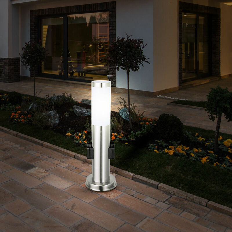 Borne d'éclairage à LED avec prise Eclairage de chemin extérieur avec  détecteur de mouvement Lampadaire de jardin Borne d'éclairage à LED en  acier inoxydable, 1x9W LED 1x 10w 1x 806 2700 -6400K