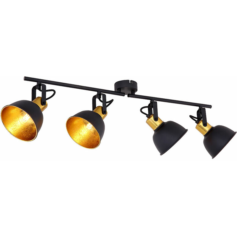 Luminaire plafonnier 4 spots LED 4x4,5W noir doré ou blanc doré