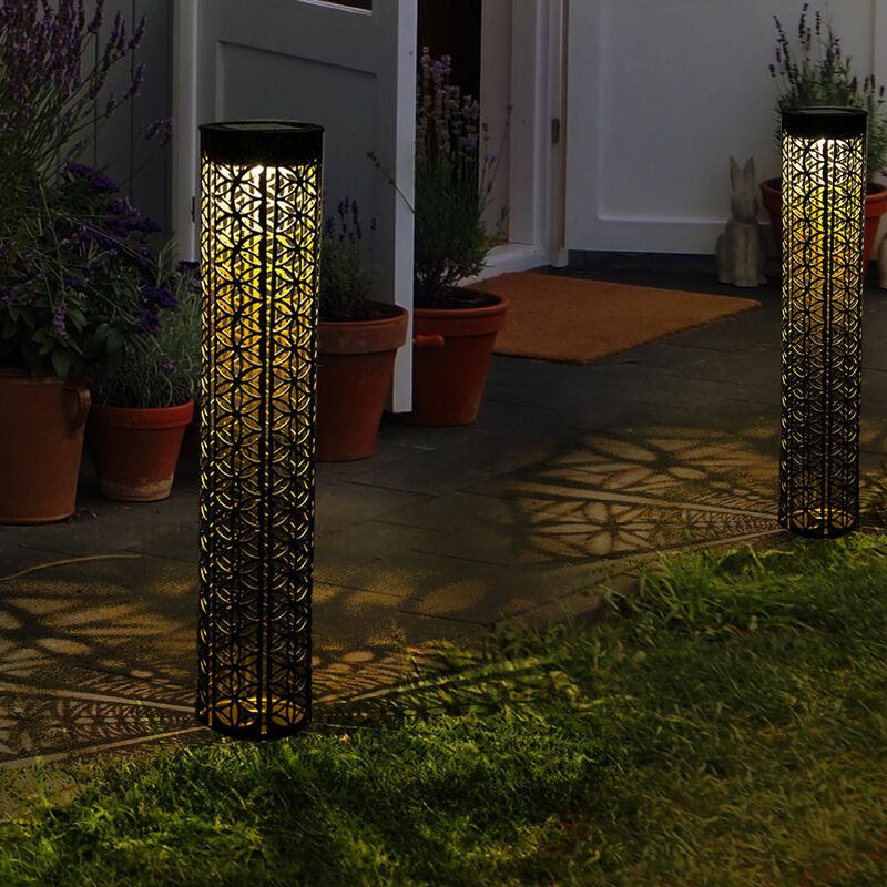 Lampe solaire décoration de jardin lampes solaires pour l'extérieur piquet  de sol lampes de jardin solaires avec piquet, cuivre, batterie 6-8h, 12x  LED, DxH 7,5x51 cm, lot de 3