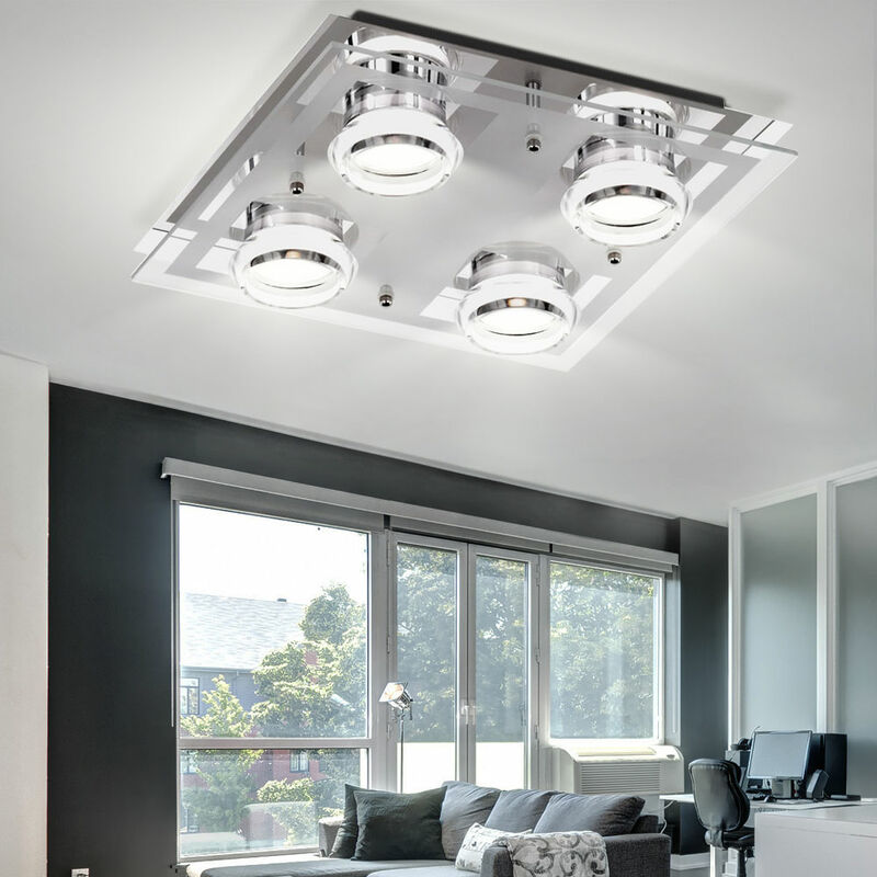 Plafonnier salle de bain LED chrome/verre clair - Javillier