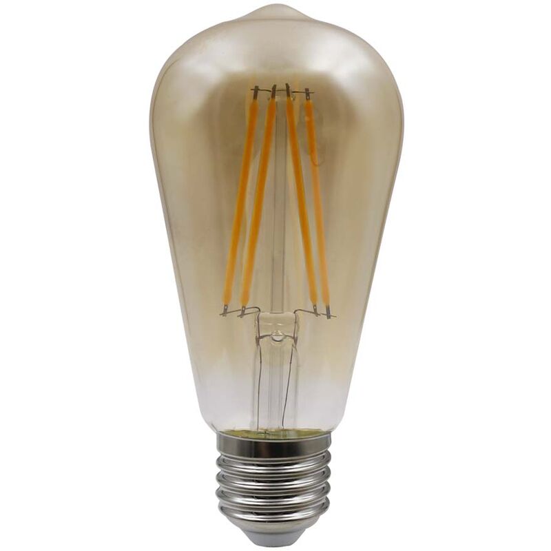 Ampoule vintage LED E27 dimmable source de lumière LED rétro filament,  verre ambré, 7 watts 670 lumens 2700 Kelvin blanc chaud, DxH 12,5x17,5 cm