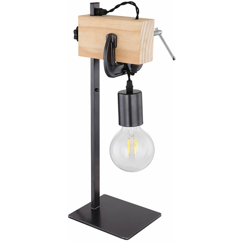 AISKDAN Lampe de chevet rétro en bois et métal, rallonge de 1,8m avec  interrupteur, convient