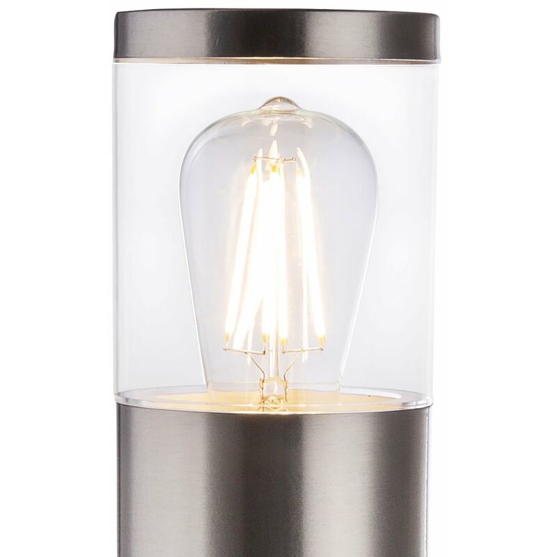 Lampe d'extérieur, argent, lampadaire de jardin, moderne, éclairage de  chemin, résistant aux intempéries, acier inoxydable mat, 1x E27, DxH 7,6x45  cm, ETC Shop: lampes, mobilier, technologie. Tout d'une source.