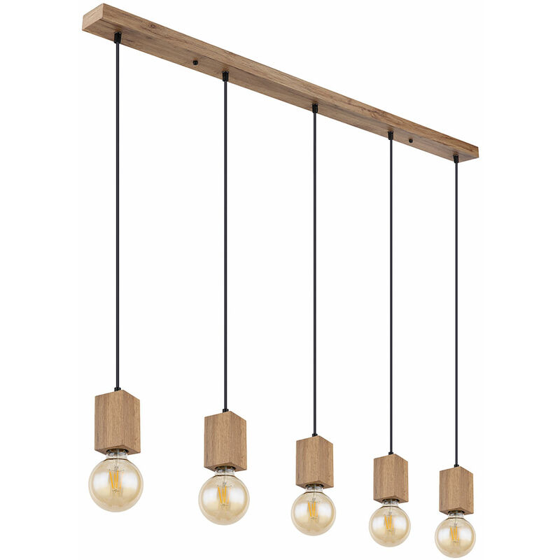 Suspension lampe suspension aspect bois lampe de salle à manger maison de  campagne suspension 4 flammes, métal noir, 4x douille E27, LxPxH 85x15x120  cm