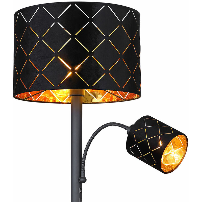 Lampadaire lampadaire LED uplighter Flexo lampadaire de salon variateur  avec liseuse, métal noir, 1x LED 18W 1410 lm blanc chaud, H 180 cm, ETC  Shop: lampes, mobilier, technologie. Tout d'une source.