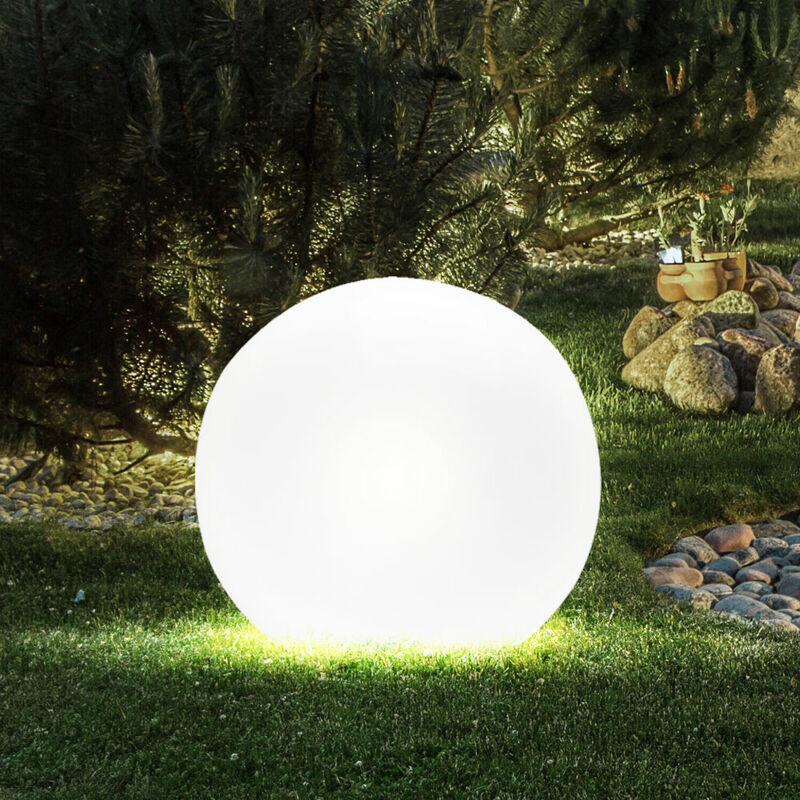 Lampe d'extérieur boule LED blanc et à variation de couleurs H29cm