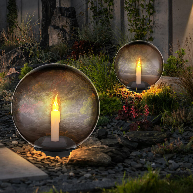 Bougies chauffe-plat solaires extérieur LED décoration de jardin lampe de  table bougies solaires scintillantes à l'extérieur, effet feu, blanc chaud  1800K, DxH 7,5x11 cm