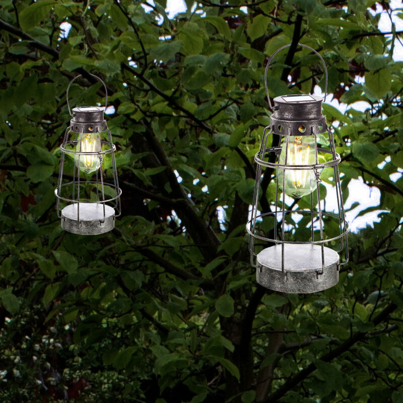 Lanterne Lampe Solaire Guirlande Jardin Batterie Argent Pointe