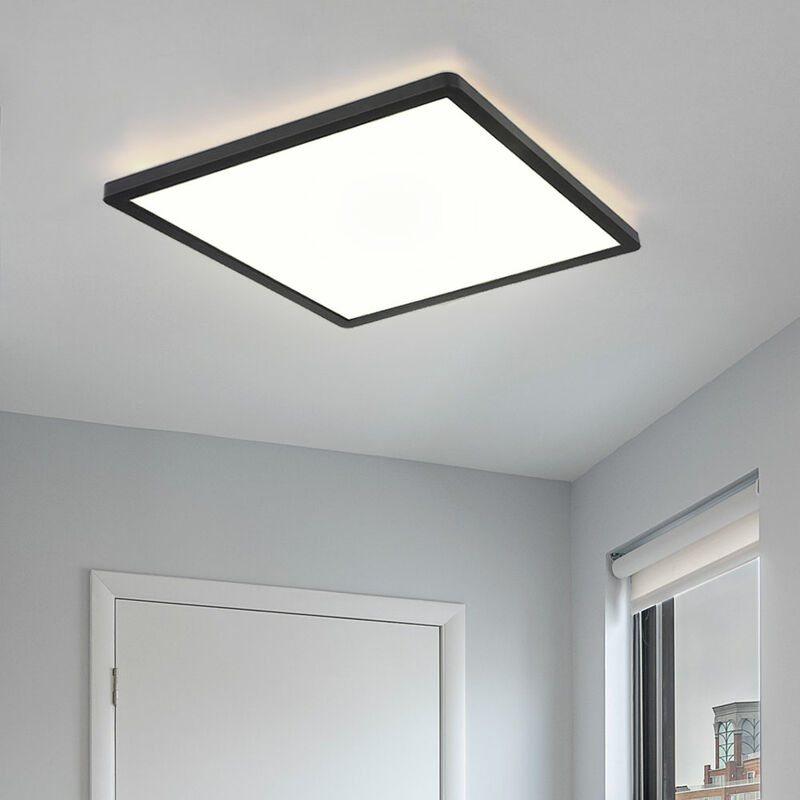 Lampe de salle de bain Plafonnier LED Plafonnier Panneau LED IP44, 3  niveaux via interrupteur mural, rétroéclairage, blanc, 18W 1600Lm blanc  chaud, LxH 29,4x2,5
