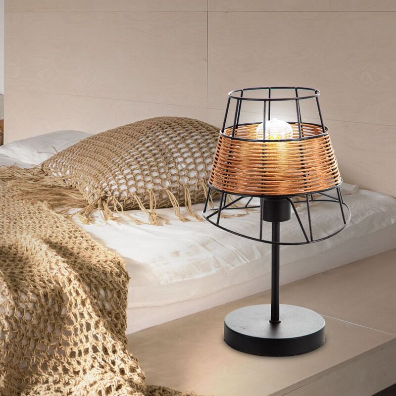 Lampe de table lampe de table lampe d'appoint lampe de salon lampe design  ananas or avec abat-jour textile, métal noir, 1x douille E27, DxH 28x53 cm
