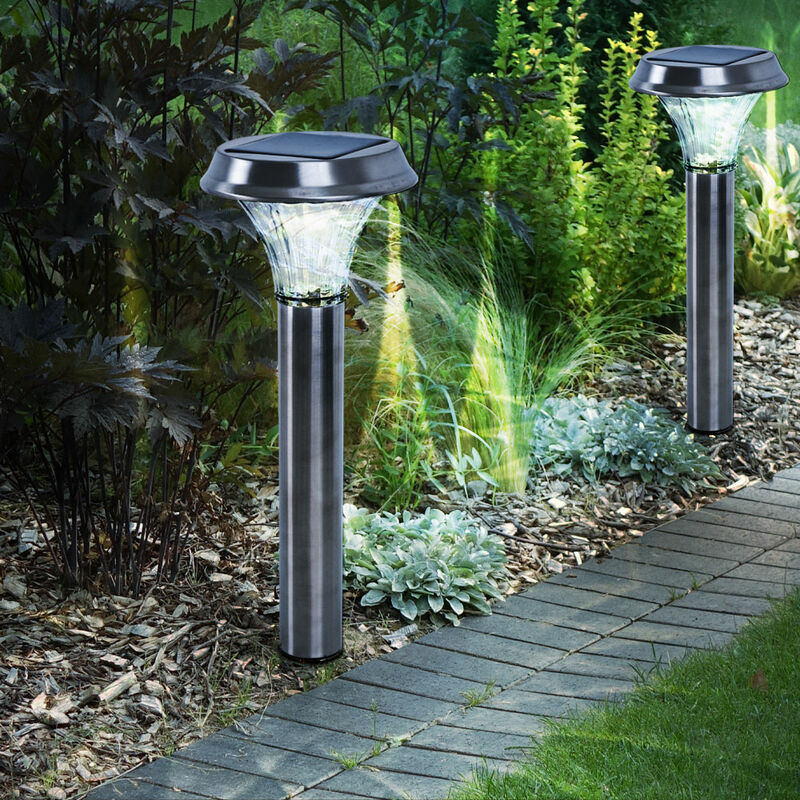 Pack] Ensemble de 2 Mettez les plug-in lampes LED solaire jardin lanternes  extérieures décoratives de spike noir IP44