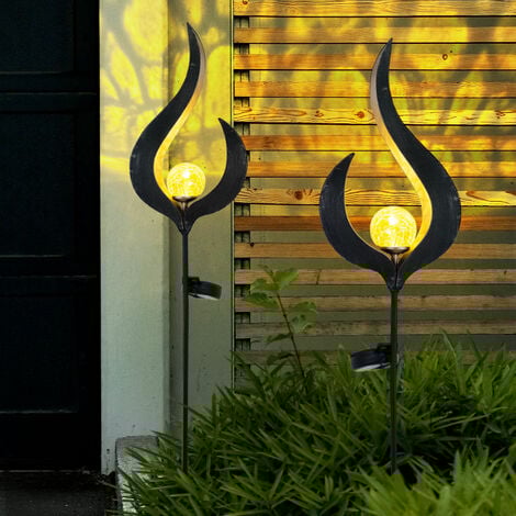 Lampe solaire éclairage extérieur décoration lampes à brancher jardin verre bronze, métal, LED, LxlxH 16,7x6x90 cm, lot de 2