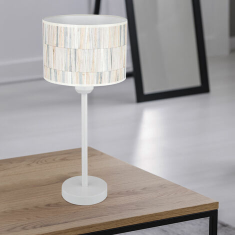 Lampe de table, design rétro industriel, bois & métal, éclairage salon &  chamber, lampe de chevet, douille E27, blanche