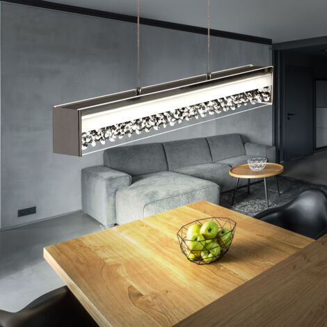 Lampe suspendue lampe suspendue lampe suspension salle à manger lampe salon, verre cristaux chromés, 1x LED 12W 850Lm 3000K, HxLxP 110x66x6,5 cm