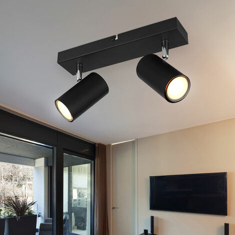 Plafonnier Spot 2 flammes Plafonnier noir Plafonnier salle à manger avec spots orientables, métal, 2x GU10, LxPxH 26x6x12 (1/5)