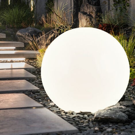Lampe boule LED avec piquet de terre Lampe enfichable Décoration de jardin Lampe boule extérieure, plastique, câble inclus, 1x E27 LED blanc chaud, DxH 30x45 cm