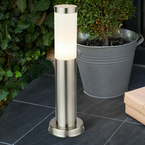 Lampe d'extérieur LED intelligente, argent, piédestal, dimmable, lampadaire de jardin, éclairage de chemin, lampe de terrasse, acier inoxydable, LED RVB 10W 806Lm, blanc chaud-blanc froid