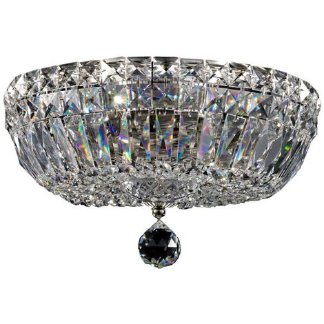 Plafonnier, plafonnier, lampe en cristal, lampe de salon, métal, doré, L 30cm