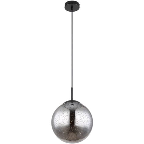 Suspension boule noire suspension table à manger verre fumé suspension  verre rétro, réglable en hauteur, effet