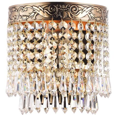 Plafonnier plafonnier lampe en cristal lampe de salon métal doré E27
