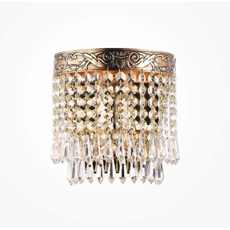 Plafonnier plafonnier lampe en cristal lampe de salon métal doré E27