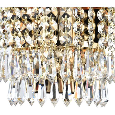 Plafonnier plafonnier lampe en cristal lampe de salon métal doré E27