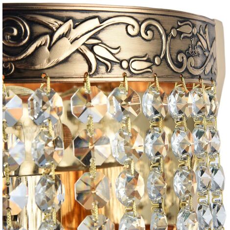 Plafonnier plafonnier lampe en cristal lampe de salon métal doré E27