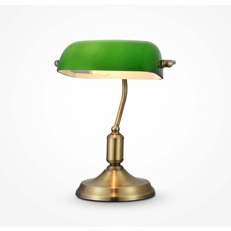 Lampe à poser lampe de table lampe de banquier lampe de banquier bureau laiton vert E27