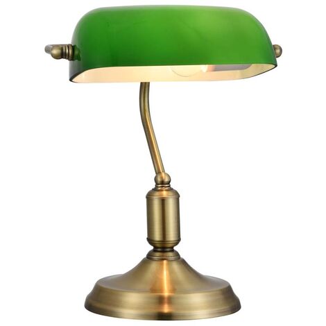 Lampe à poser lampe de table lampe de banquier lampe de banquier bureau laiton vert E27