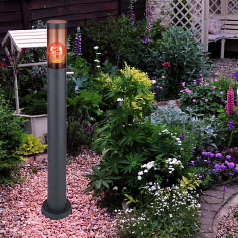 Lampadaire en acier inoxydable lampadaire de jardin d'extérieur anthracite fumé, télécommande dimmable, 1x LED RGB 8,5W 806Lm blanc chaud, DxH 7,6x80 cm