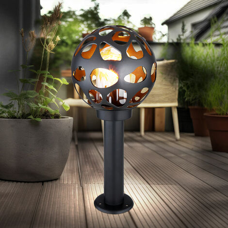 Globo – Lampadaire d'extérieur en acier inoxydable anthracite – 1x E27 – Hauteur 45 cm – Classe IP44 pour extérieur – Design moderne - DXH 20 X