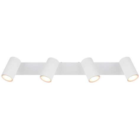 Spot Mural Orientable En Céramique Blanc - 4 Flammes, Culot E27, Tension 100-240V, Classe A+, Diamètre 4,3 Cm