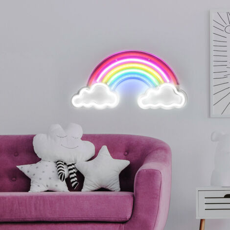 Applique Murale Enfant Arc-en-Ciel LED – Veilleuse Bois à Piles Avec Minuterie 6h Lights4fun