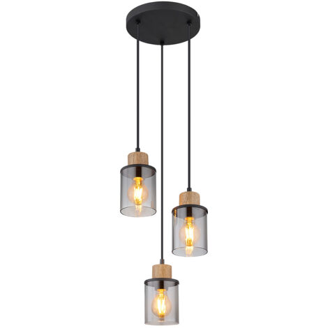 Suspension lampe suspendue lampe de salle à manger lampe de salon métal verre fumé 3 flammes D 27 cm