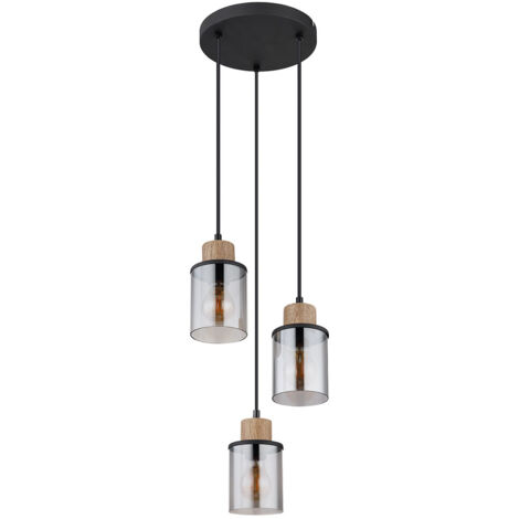 Suspension lampe suspendue lampe de salle à manger lampe de salon métal verre fumé 3 flammes D 27 cm