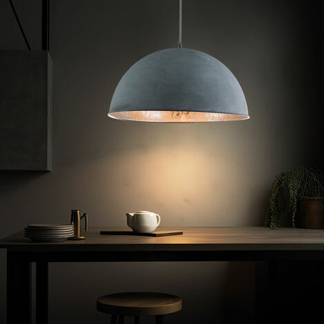 Suspension lampe suspension suspension lampe suspension lampe de salle à manger, métal aspect ciment argent, 1x douille E27, DxH 41x120cm