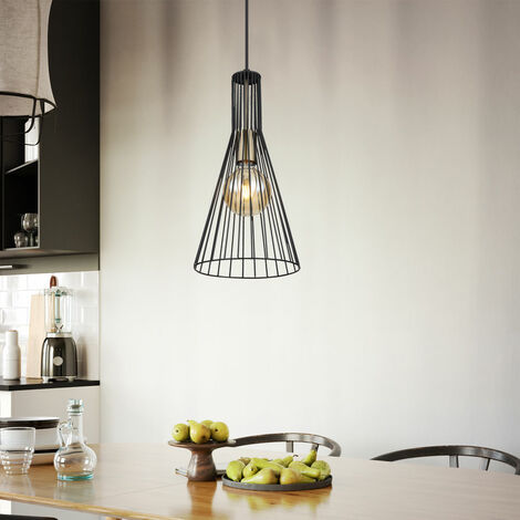 LAMPE SUSPENDUE LUSTRE Lampe Salle à Manger Verre Fumée Laiton Noir E27